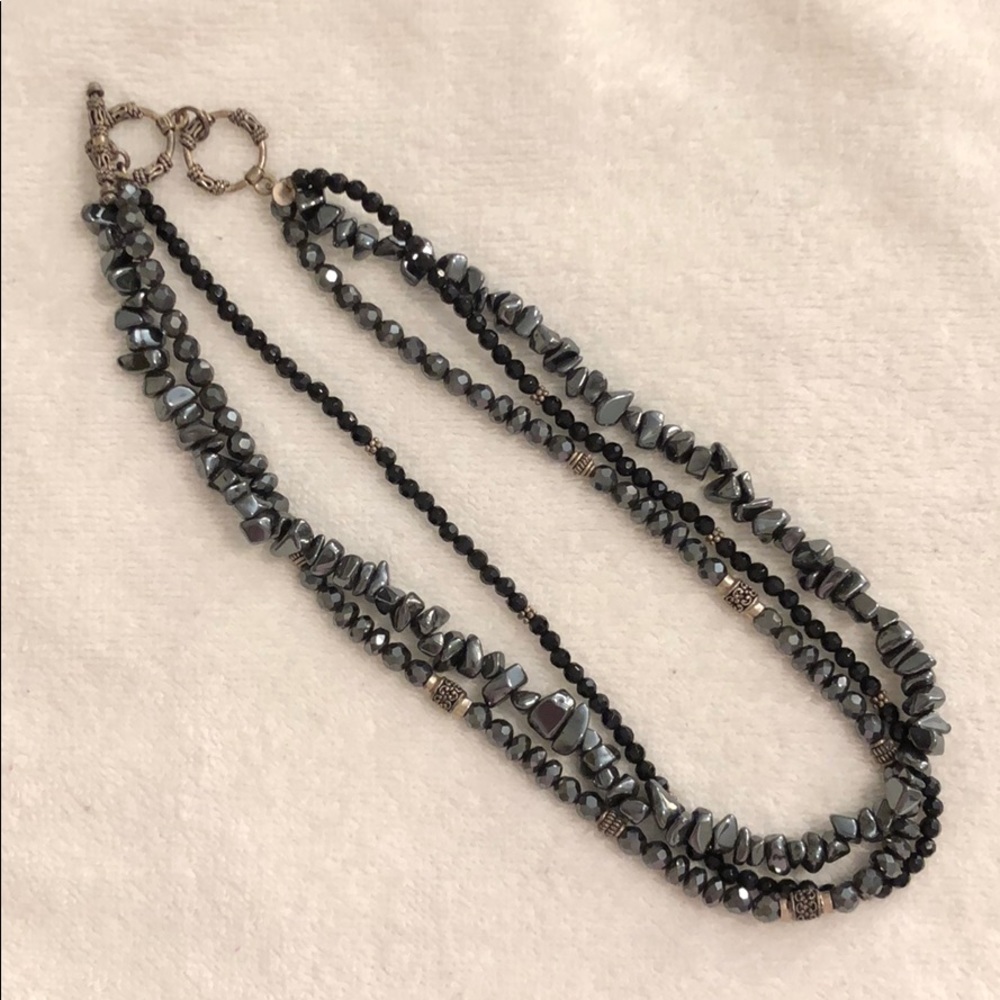 Black onyx and hematite necklace